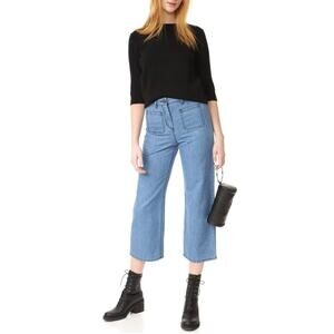 BELSTAFF Liv Tyler linen blend Jamila cropped wide leg trousers jeans Size 48 14